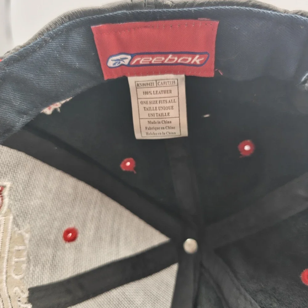 VTG Reebok Baseball Cap Black/Red‎ Men Adjustable NFL Kansas City Chiefs Leather
